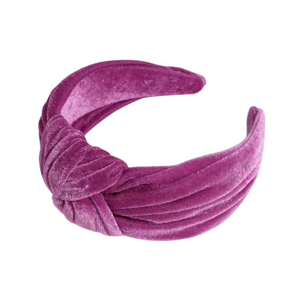 Purple Velvet Cross Knotted Headband